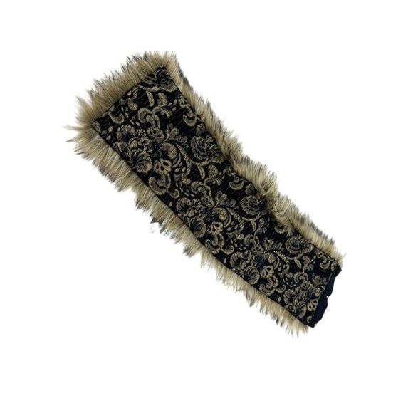 NWT Loft Faux Fur & Brocade Scarf With Button Closures - Picture 2 of 4